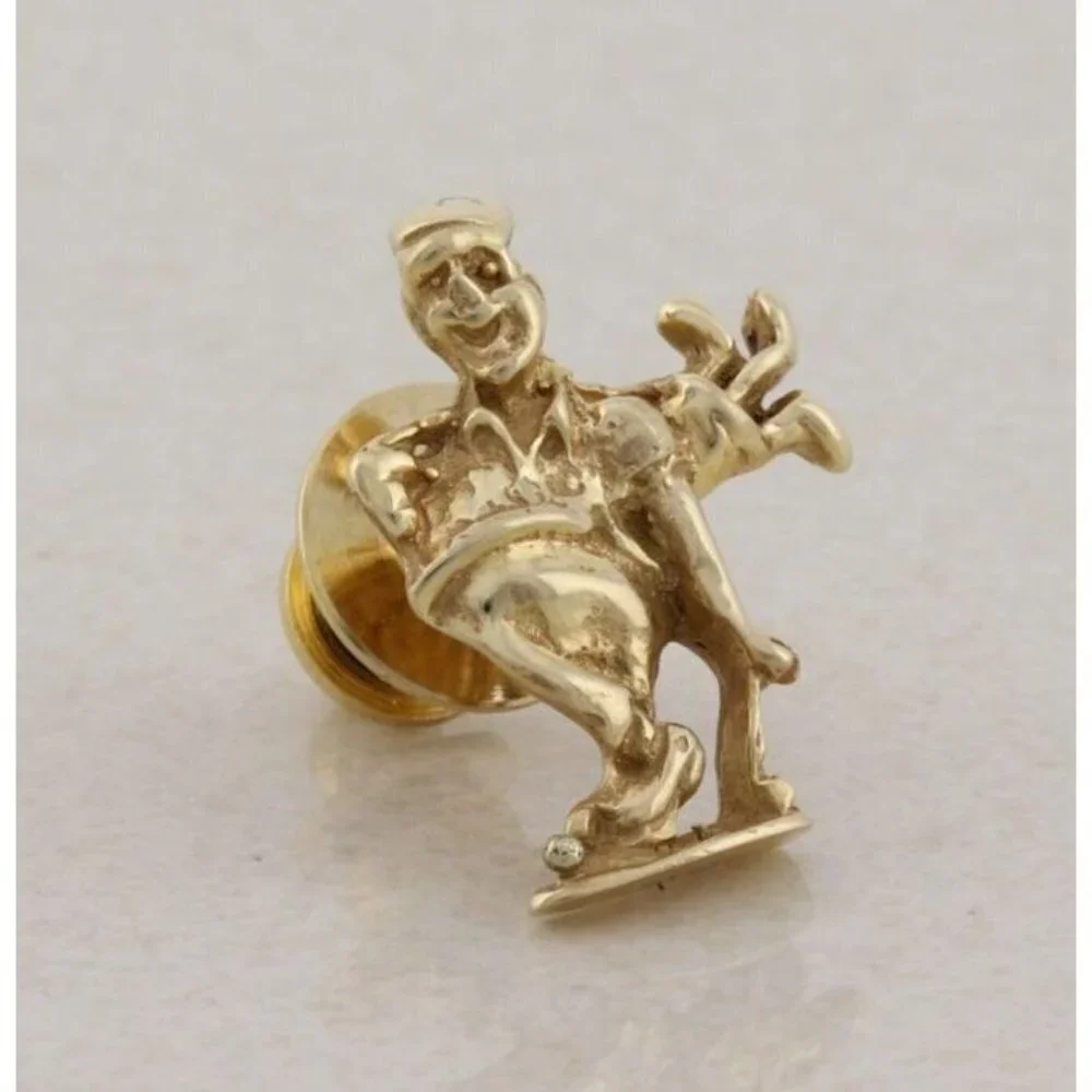 Mens 14k Yellow Gold Golf Tie Tack Lapel Pin Man Golf Bag